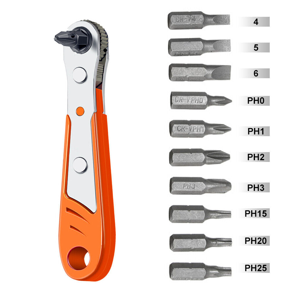 Ratchet Wrench Screwdriver Bit Set 1/4 inch Drive Universal Spanner Key Set