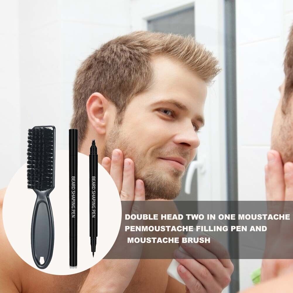 2 in 1 Beard Filling Pen Double Head with Brush Durable Male Styling Tools