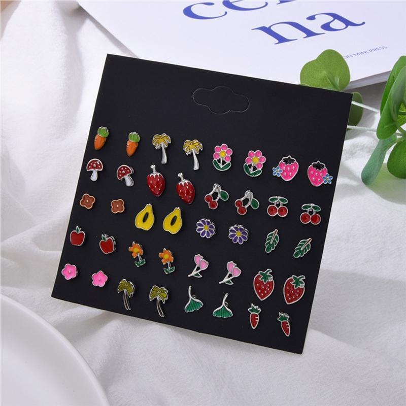 Flowers Daisy Strawberry Mushroom Carrot Cherry Various Earrings Stud Earrings