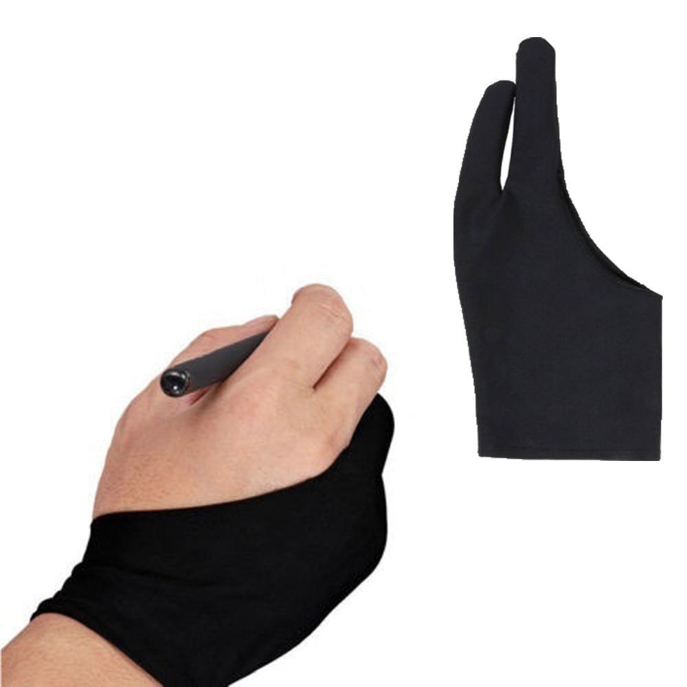 Hot Universal Fingerless Free Size Two Finger Anti-fouling Drawing Glove Black