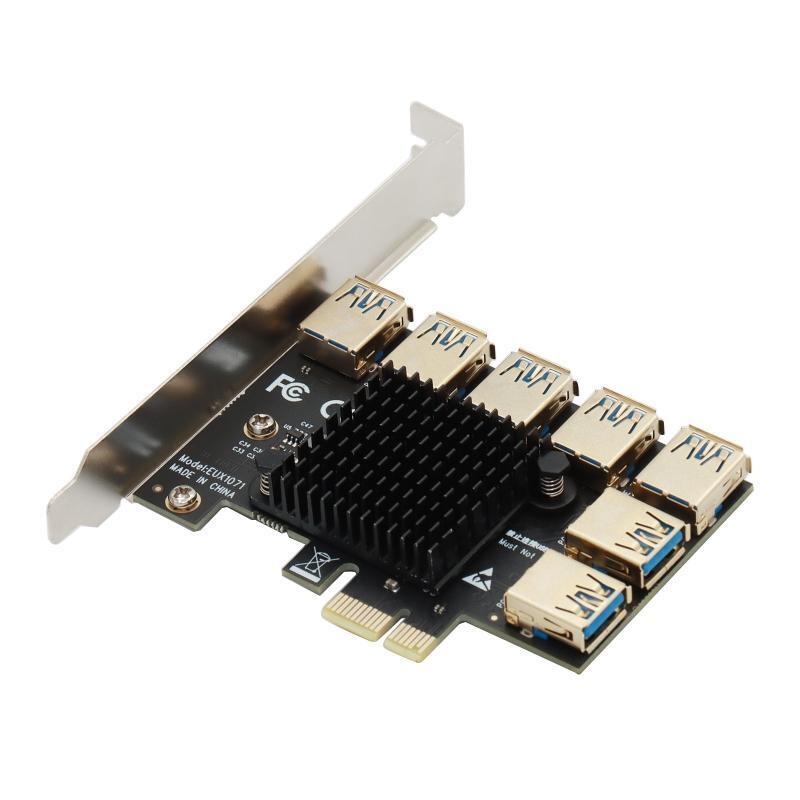 PCIe Adapter 1x to 16x Mining Riser Card 1 to 7 USB 3.0 Multiplier for BTC Miner