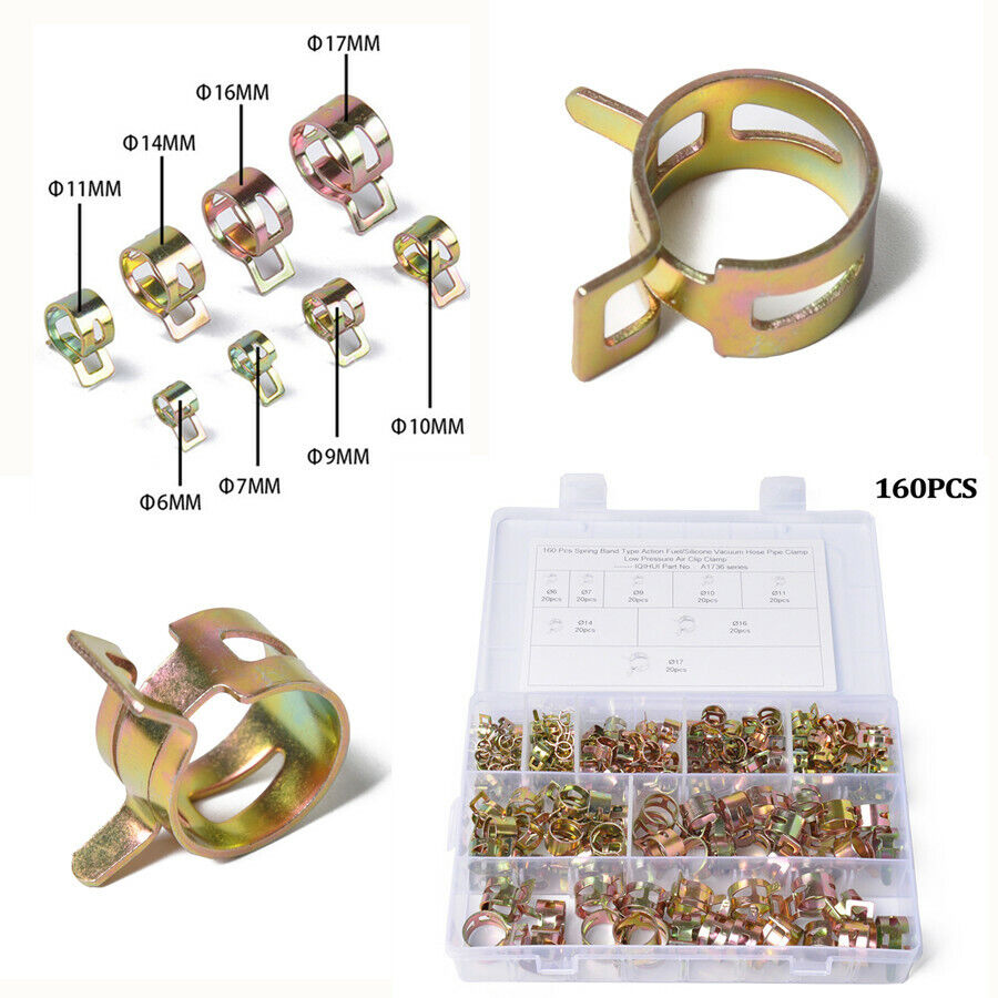 6-17mm 8 Size Car Spring Clip Fuel Line Hose Water Pipe Air Tube Clamp Fastener