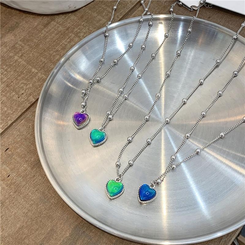 Women Jewelry Color Changing Necklace Pendant Best Gifts Titanium Steel Chain