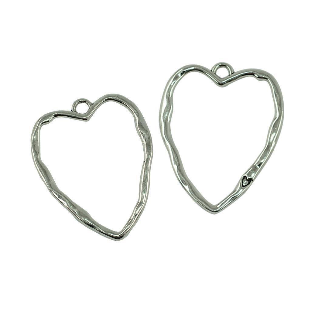 20PCS ALLOY LOVE HEART HOLLOW OUT CHARM NECKLACE PENDANT DIY JEWELRY 50x41mm