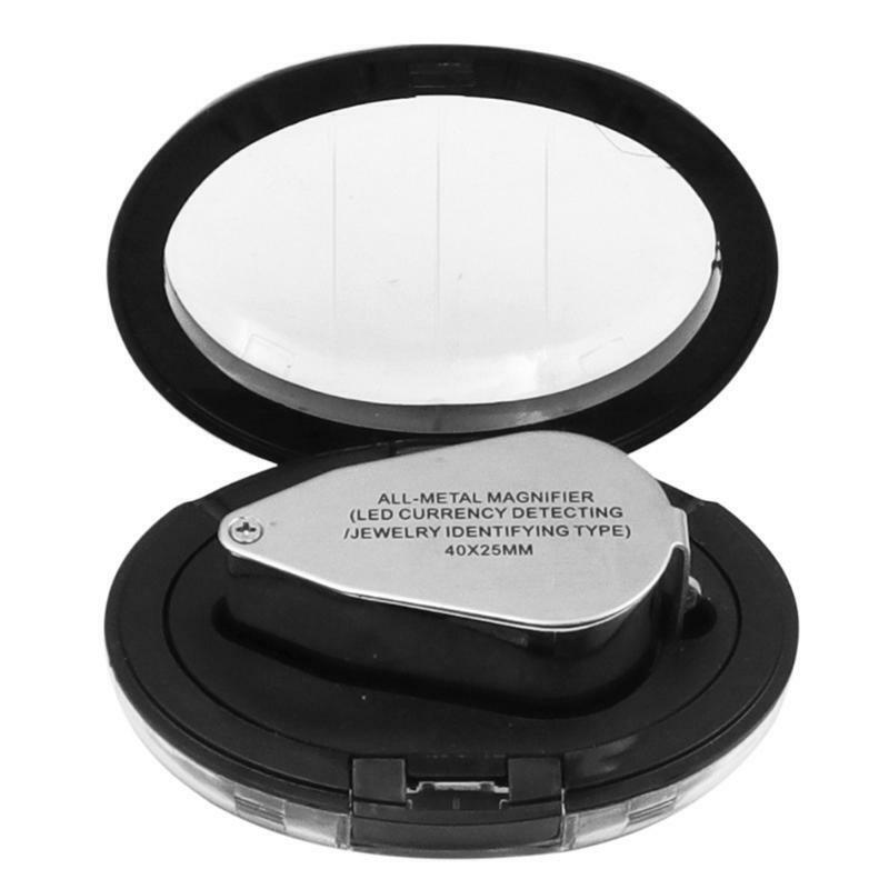40X Full Metal Illuminated Jewellery Magnifier Folding Scientific Document Loupe