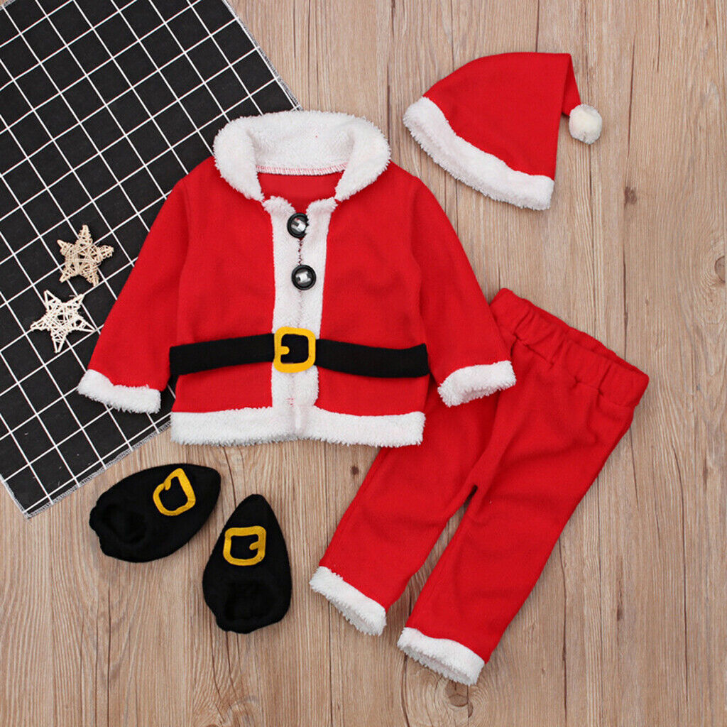Infant   Santa Claus Costume Baby Christmas 4pcs Outfit 0-6Months