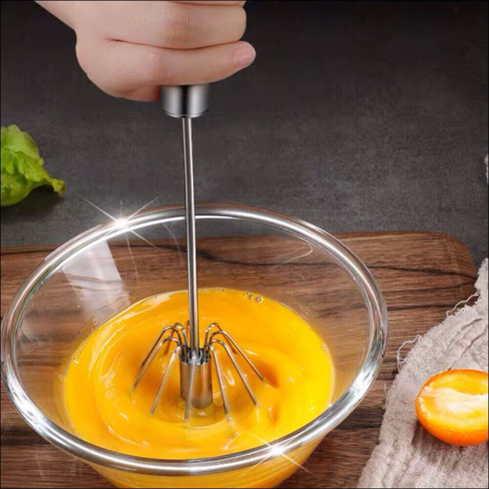 Handheld Egg Stirrer Semi-Automatic Stainless Steel Baking Mixer (A 10in)