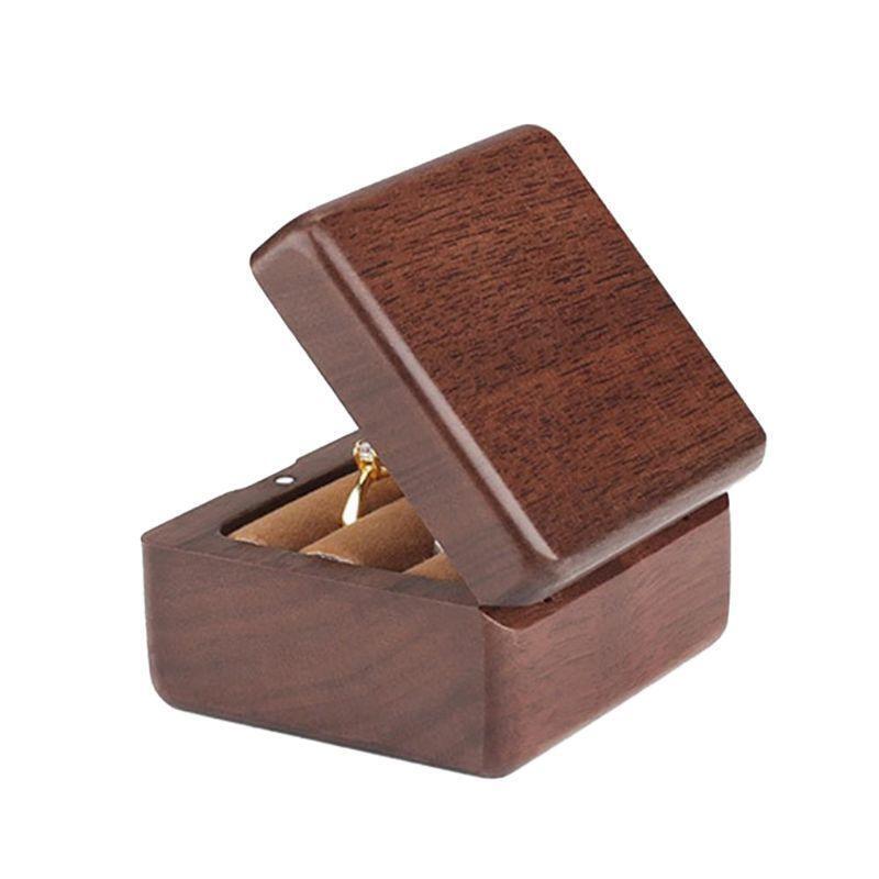 Ring Storage Case Trays Wooden Double Ring Box  Jewelry Box Wedding Gift