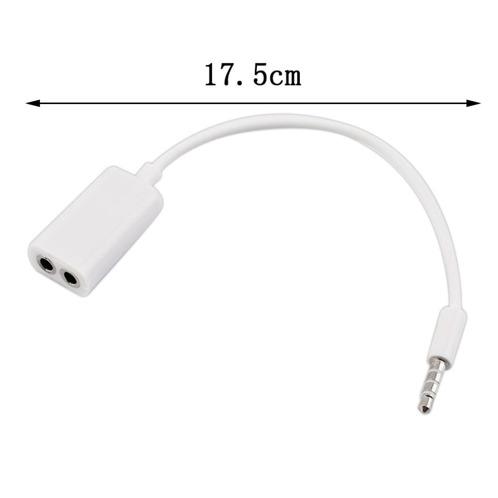 Stereo 3.5mm Headphone Y Splitter White Audio Cable 1 Male To 2 Female