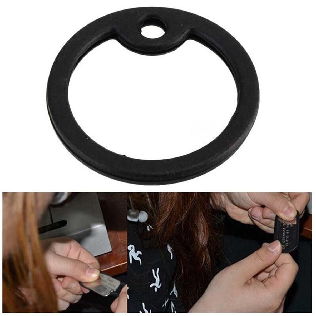 2X Black Silicone Rubber Dog Tag Noise Silencer Bumper Fastener Ring Military