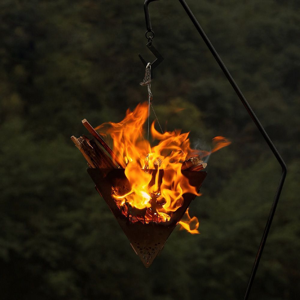 Convenient Triangle Suspended Fire Pit Bonfire Stove Barbecue Hanger Wood Stove