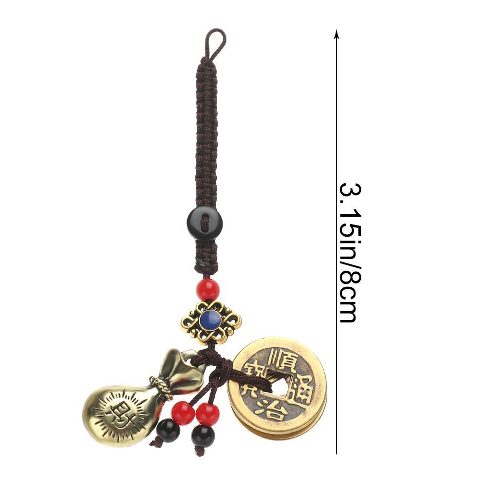 Car Key Rings Lucky Wealth Pendant Money Bag Keychain Chinese Keyring Brass