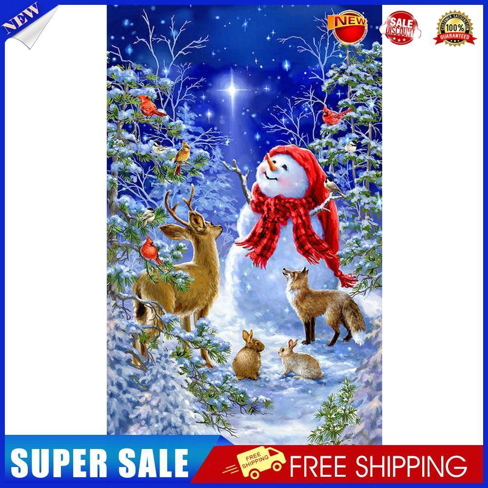 DIY Full Square Drill Diamond Painting Snowman Elk Mosaic Rhinestone Draw