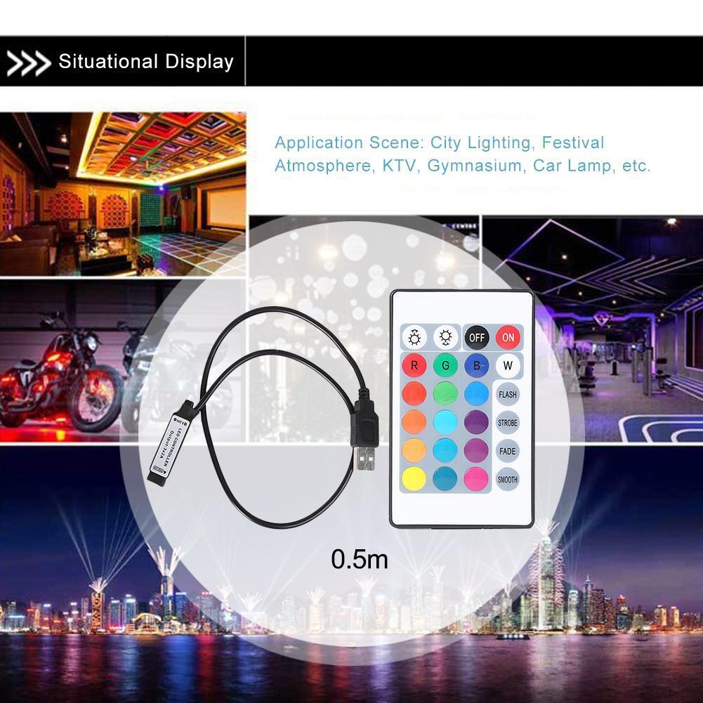 IR 24 Keys LED Light Strip Remote Controller w/5-24V RGB Controller (0.5m)