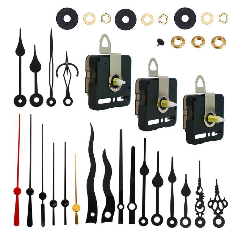 3 Pieces DIY Silent Long Shaft Quartz Clock Movement Mechanism Kit with 6 Pairs