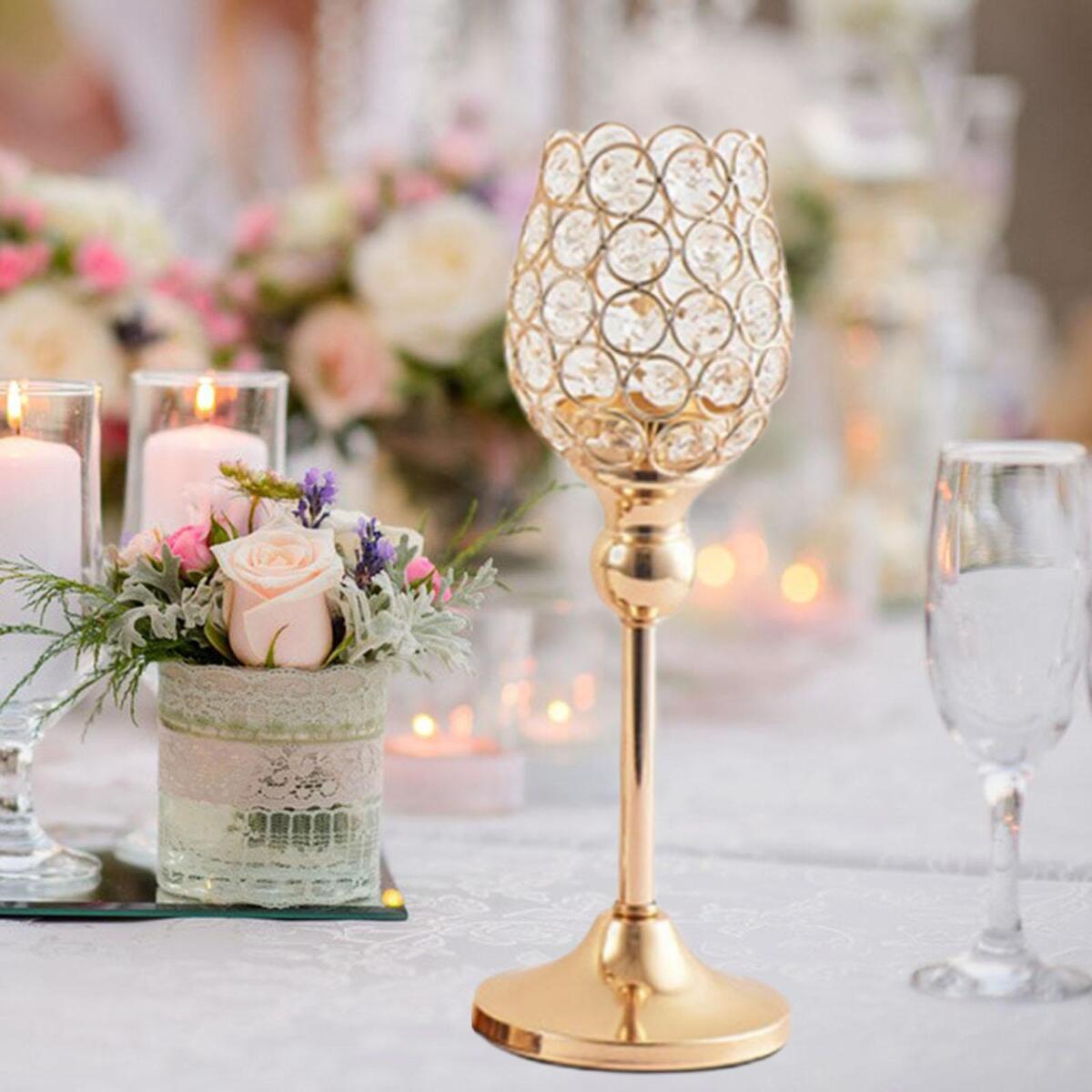 2x Crystal Candle Holders Pillar Candlesticks Party Decor Ornaments
