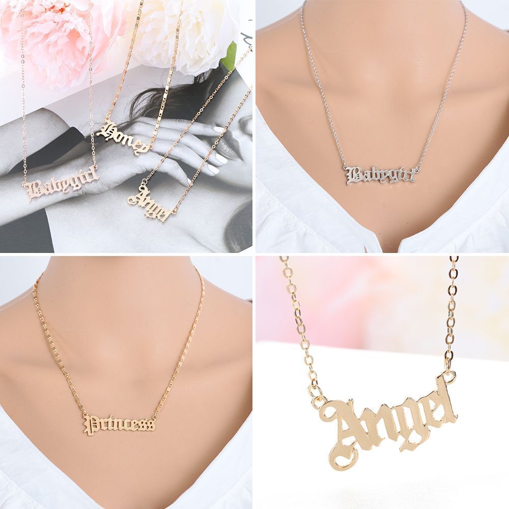 Gifts Princess Blessed Honey Angel Babygirl Bib Necklace Letter Pendants