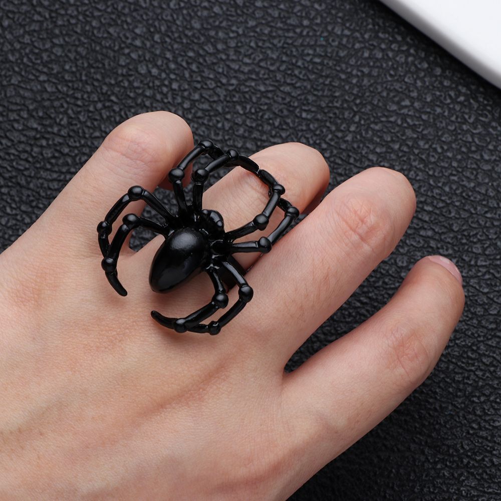 Stainless Steel Biker Promise Rock Punk Spider Ring Halloween Simulation Animal