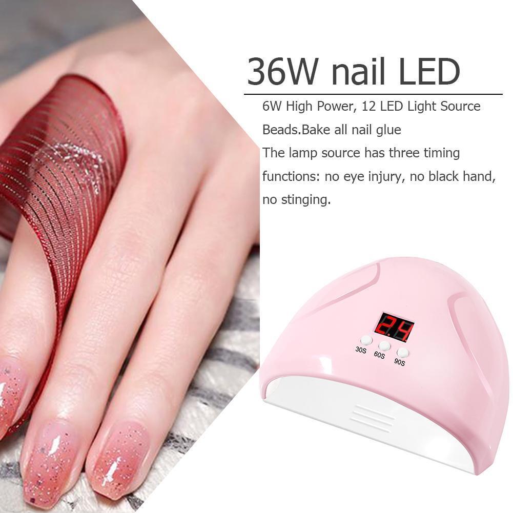 12 LED 36W UV Nail Dryer Drying Lamp for Gel Polish Manicure Tools (Pink)