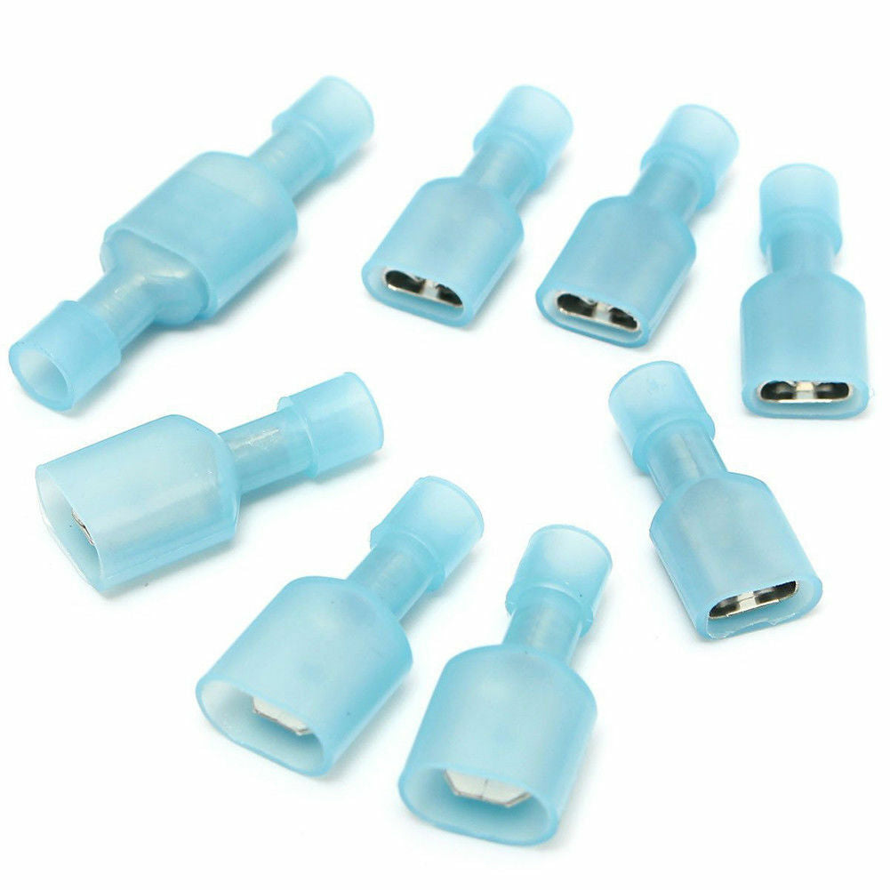 50pcs Female & Male Fully Insulated Wire Terminals Spade Connectors Blue