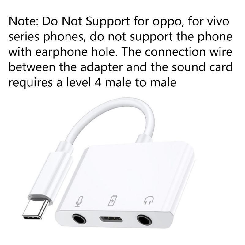 Stereo Mic Speaker Headset Audio Jack 3.5mm Cable Adapter Type-C Sound Card