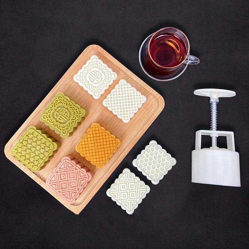 Mooncake Molds Mooncake Stamps Hand Pressure Plastic Material Baking Accessories