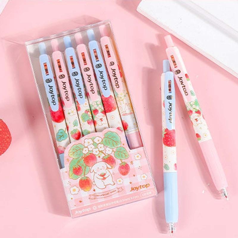 6Pcs/Pack Retractable Gel Pens Black Gel Pens Anti-Slip Silicone Pen Grip 0.5mm
