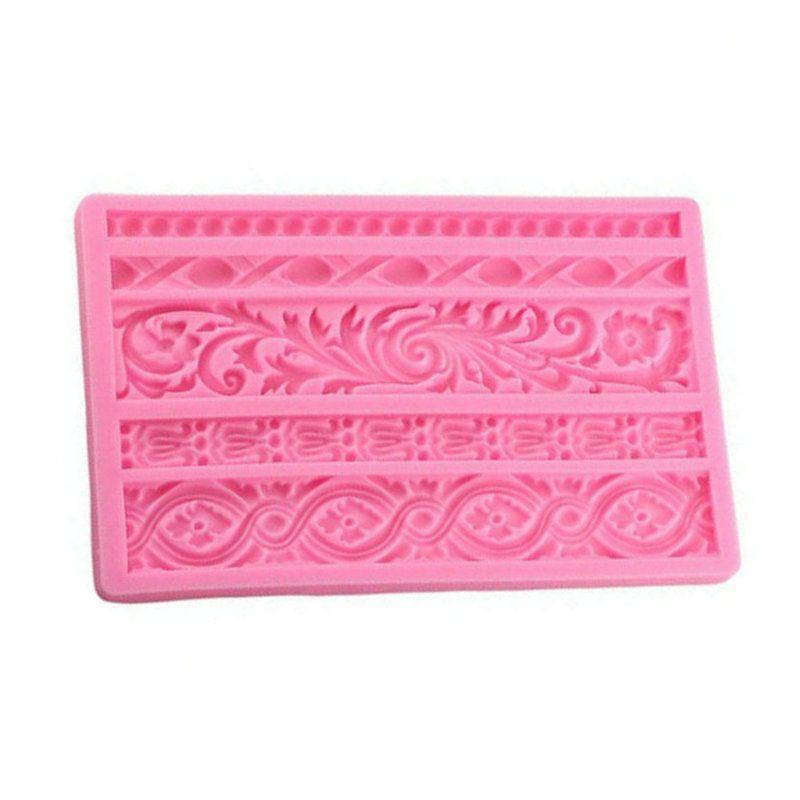 2 Pieces Baroque Style Lace Fondant Silicone Mold for Cake Cupcake Jewelry Decor