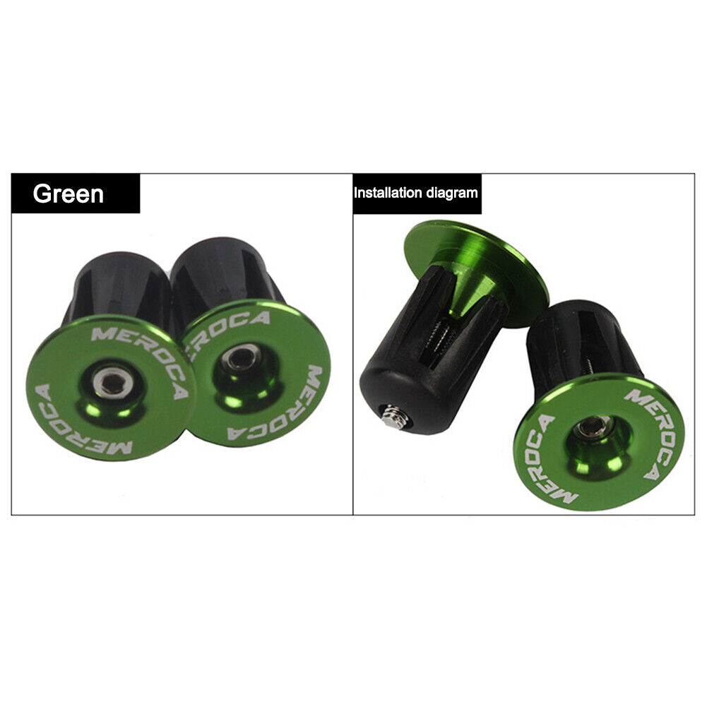 MEROCA 2pcs Bicycle Bar Grips End Cap Road Bike Handlebar End Plug (Green)