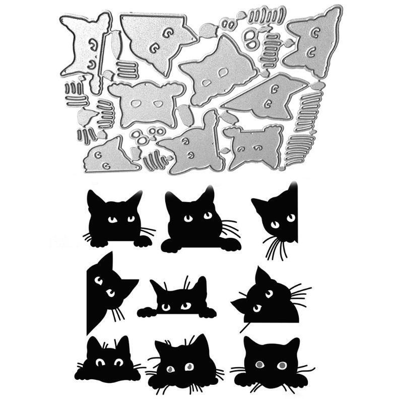 Craft Card Making Embossing Stencil DIY Printing  Carbon Steel Mould Cute Cat