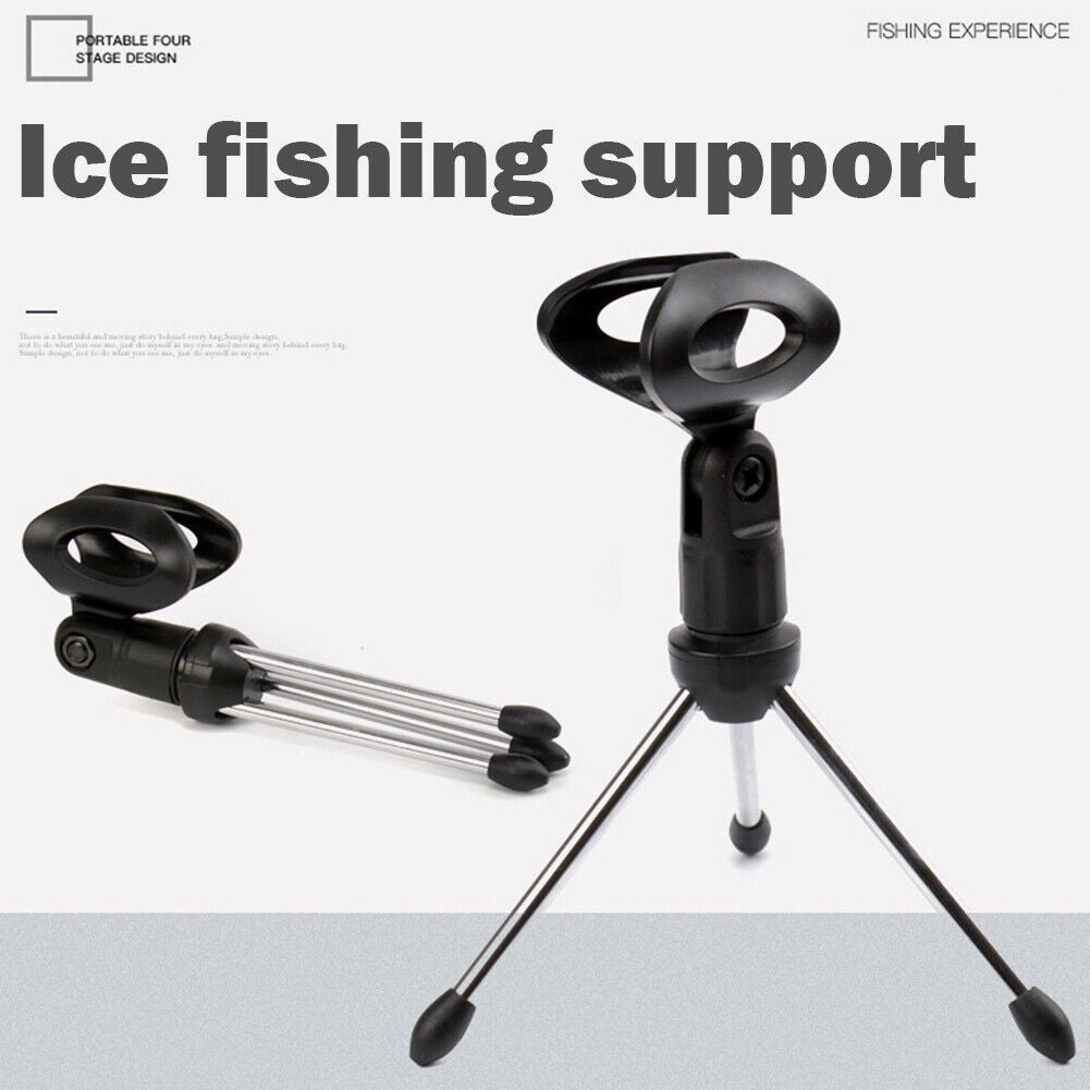 Winter Ice Fishing Rod Bracket Folding Fish Pole Torch Tripod Holder Stand