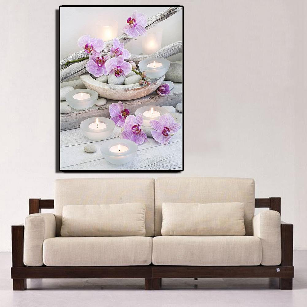 Flower Candle 5D Diamond DIY Painting Kit Cross Stitch Home Decor Craft