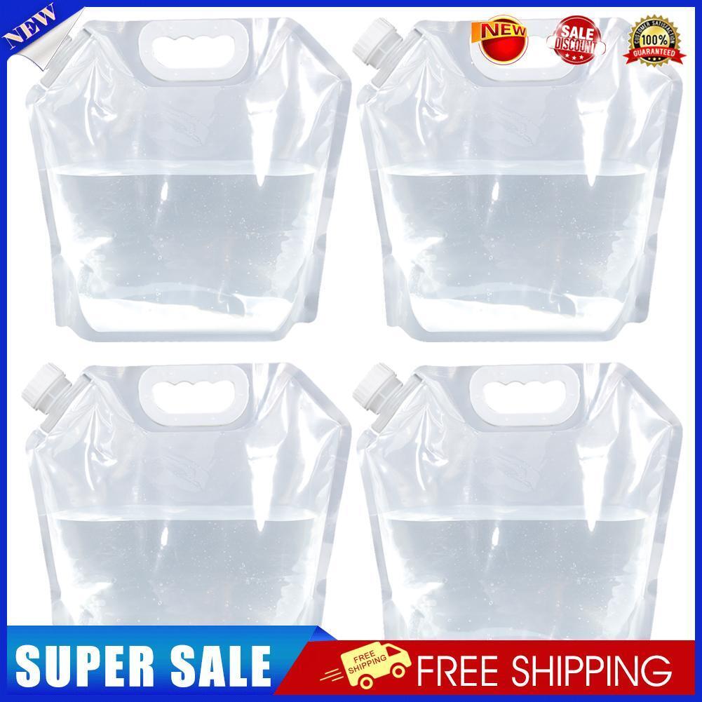 4x PVC Transparent Foldable Water Container Collapsible Water Bags (5L)