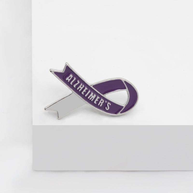 10 PCS Purple Ribbon Brooch Alzheimer Badge Alzheimer Awareness Pins Brooch Pin