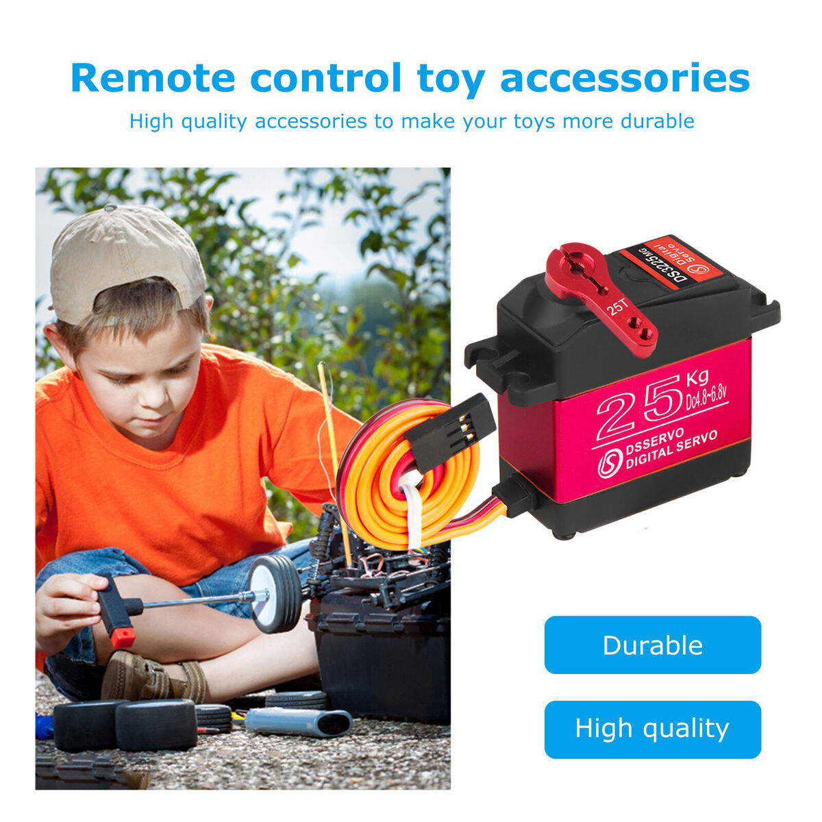 Waterproof 25kg Metal Gear Digital Servo Kits for RC Crawler Robot Red