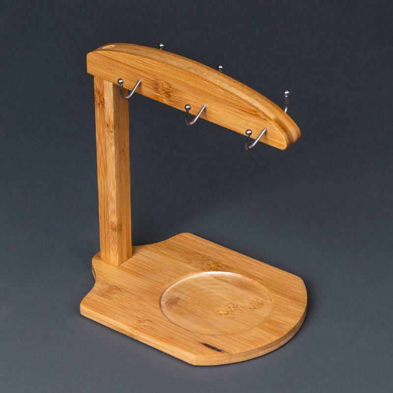 Bamboo Coffee Cup Holder Mug Rack Holds 6 Mugs for Coffee Mugs Saucer Display