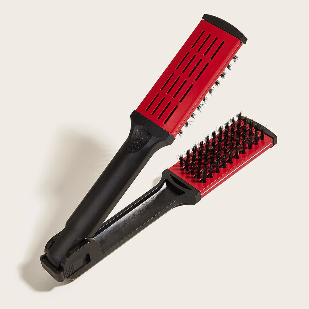Straight Hair Comb V-Shaped Splint Comb Bristle Hair Straightening (Red)