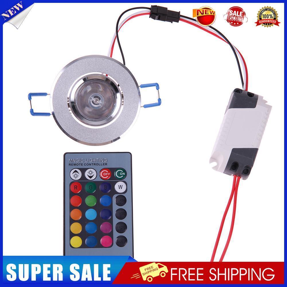 3W RGB Downlight AC85-265V Ceiling Light Lamp Spot Light w/ Remote Control
