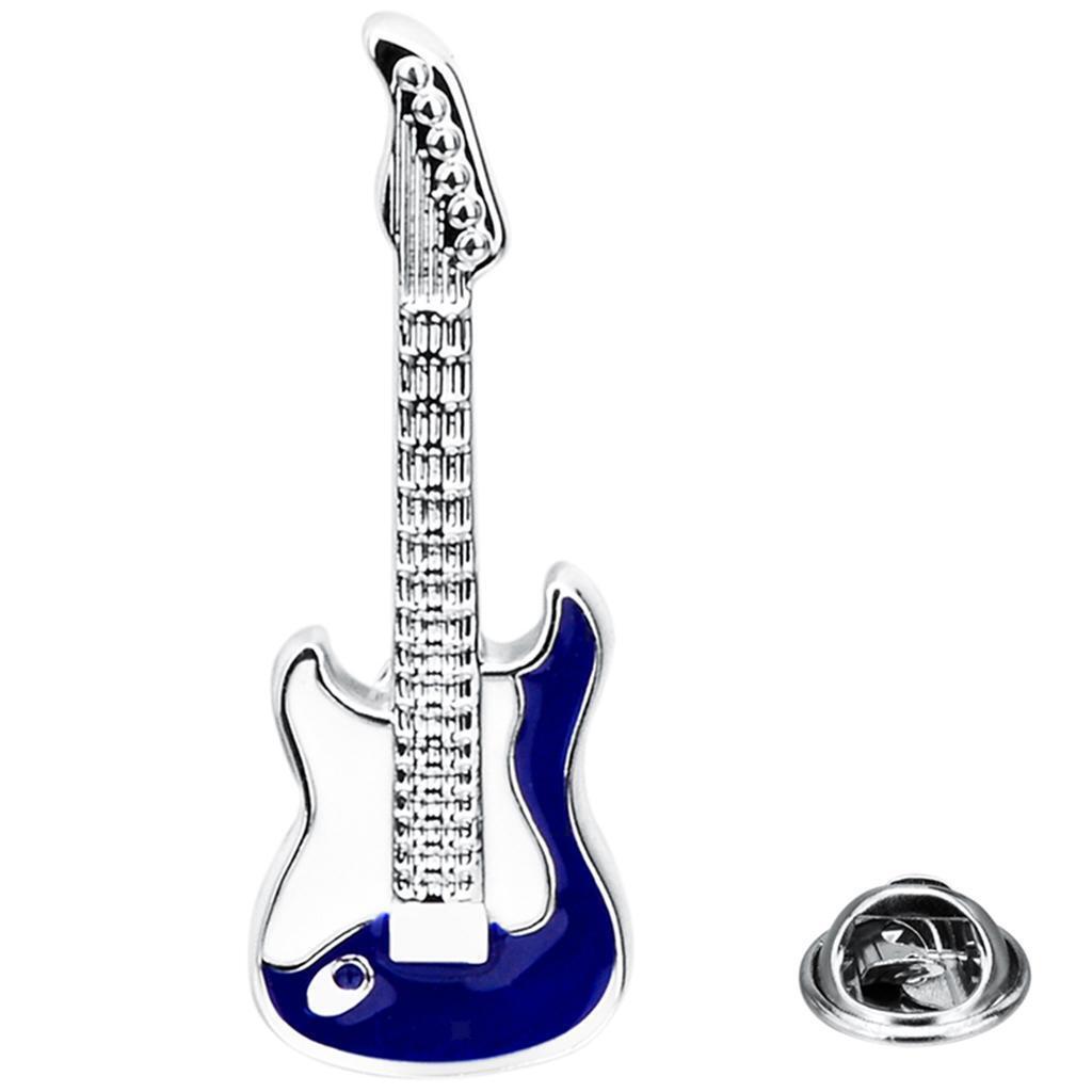 Chic Guitar Musical Instruments Enamel Guitar Brooch Pin Brass Corsage Badge