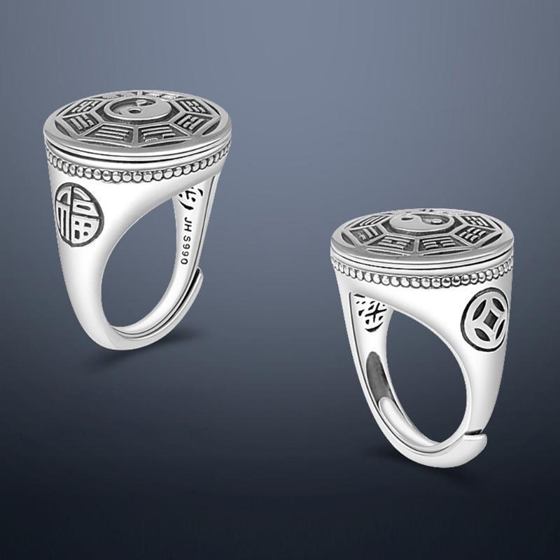 Tai Chi Bagua Ring Gossip Transfer Luck Nine-character Mantra Ring for Women Men