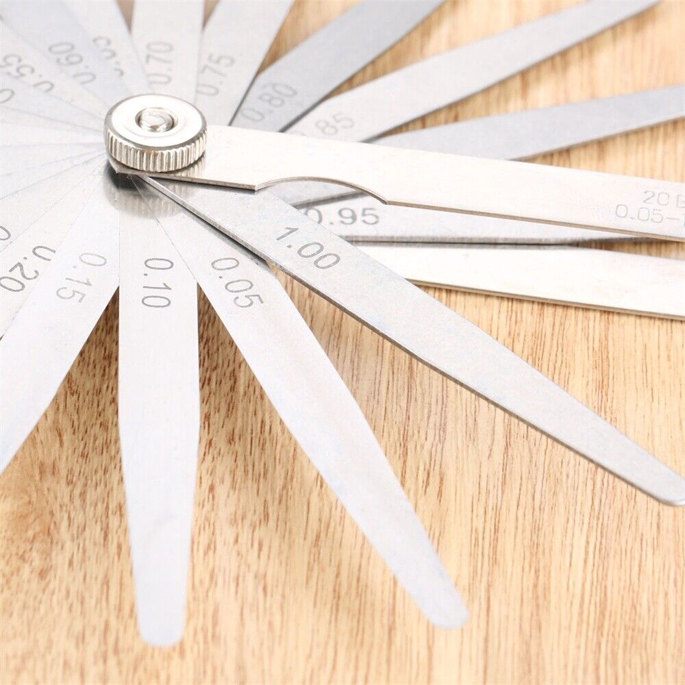 20 Blades Metric 0.05 - 1mm Valve Offset Valve Piston Feeler Gauge Rotary Tool