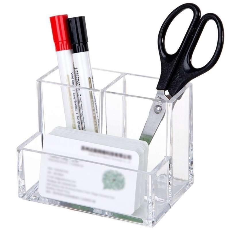 Clear Pencil Cup Stationery Organizer for Desk Accessories Cosmetic Brush Box