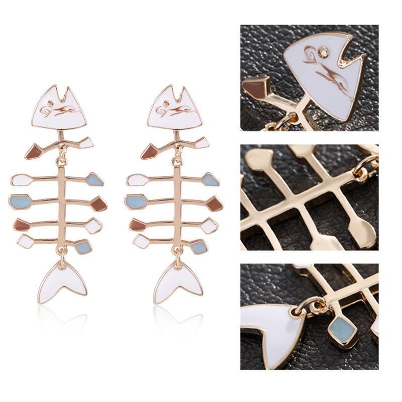 Cute Fashion Dangle Earrings Exaggerated Fishbone Earrings Ear Jewelry for Women