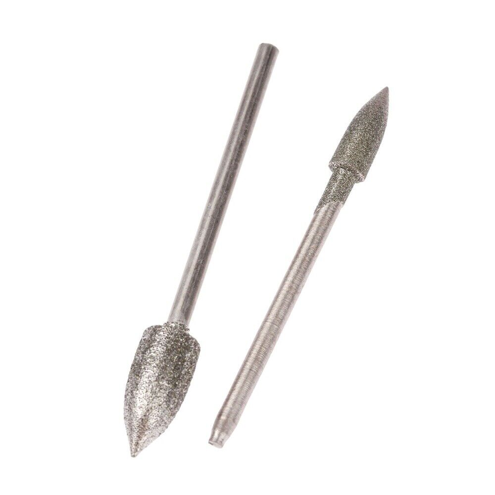 1-6mm Diamond Polishing Burr Head Needle 2.35mm Shank Grinding Jade Stone Metal