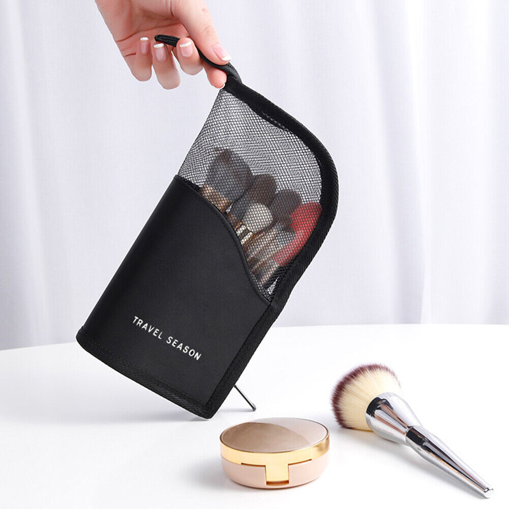 Zipper Waterproof Cosmetics Storage Bag Makeup Brush Holder Pouch (Black)