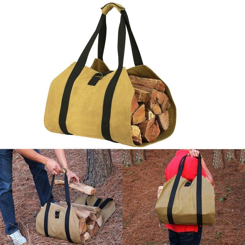 Wood Carrier Bag Log Camping Outdoor Holder Carry Storage Bag Wooden Canvas Bag