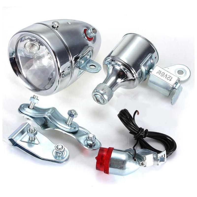 Bicycle 12V 6W Generator Headlight Tail Light Head Lamp Friction Dynamo Light