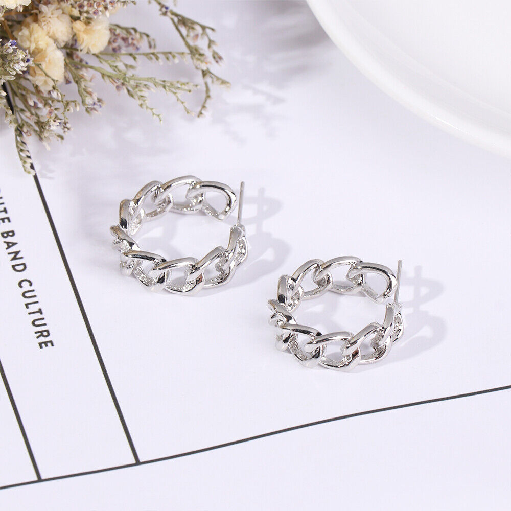 color Jewelry Metal Wedding Hollow Chain Round Earrings Hoop Earrings Geometric