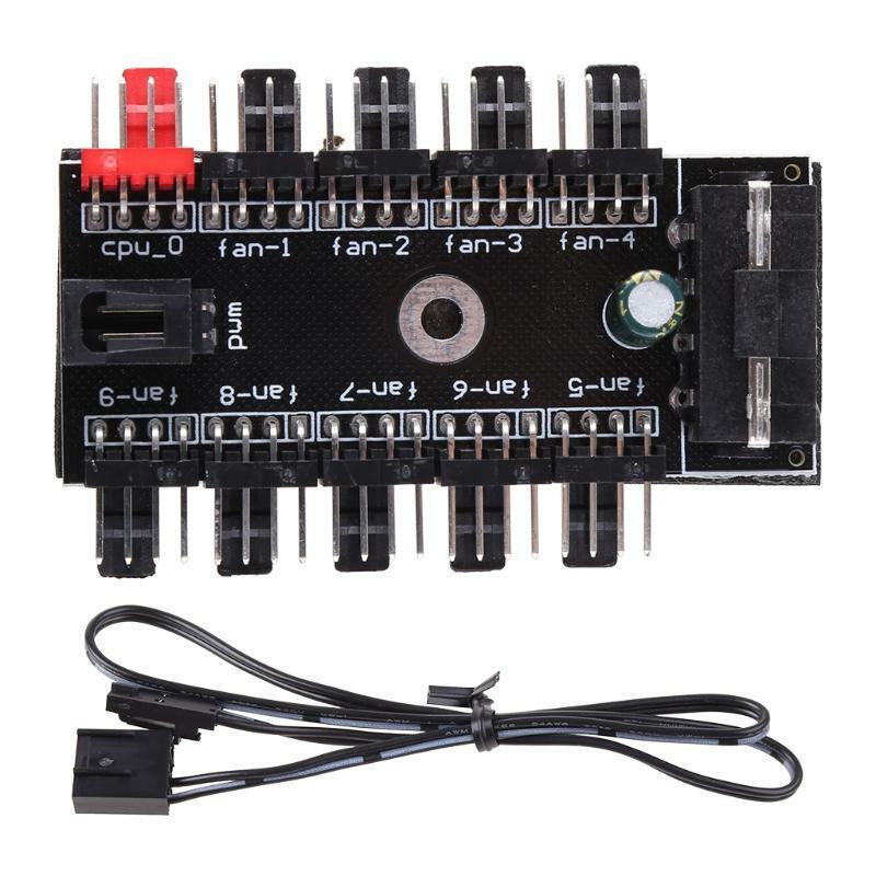 IDE Molex 1 To 10 Way PWM Cooling Fan Hub 4-Pin 12V Power Socket PCB Adapter