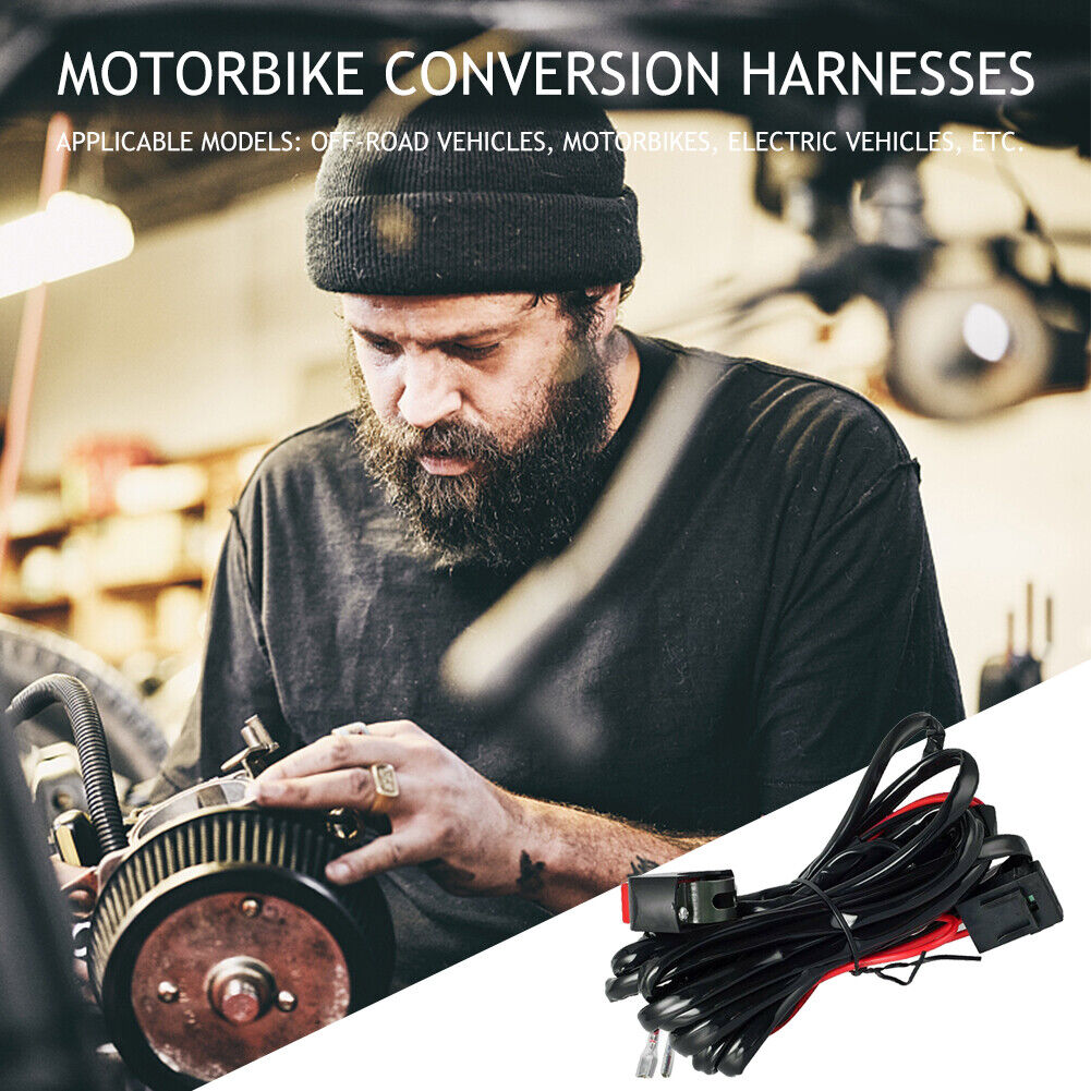 Motorcycle Fog Light Wiring Harness LED Lamp Headlamp Refit Switch Cable